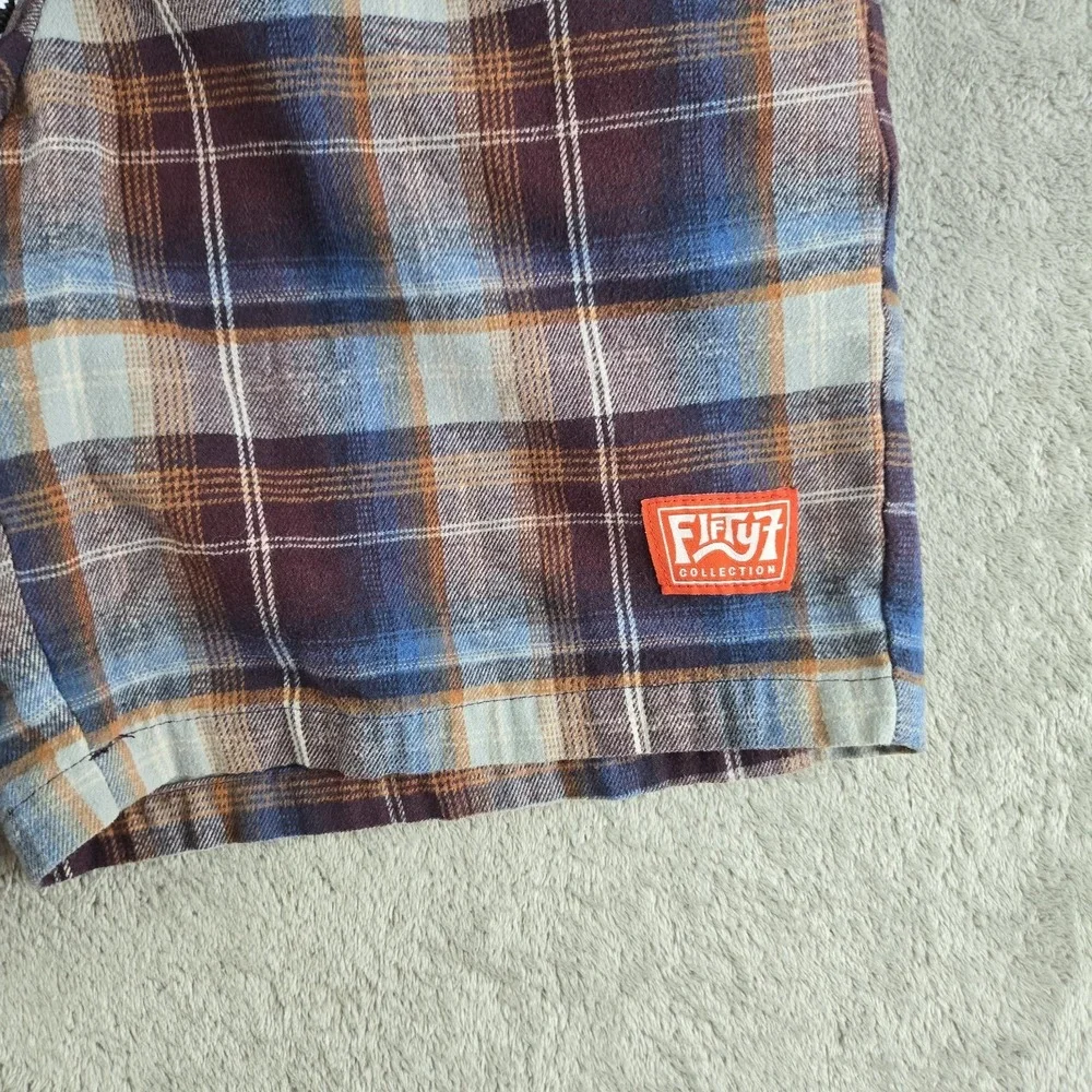 Fifty7 By Jacks Surfboards Shorts Mens Small 26x7 Blue‎ Burgundy Plaid Flannel